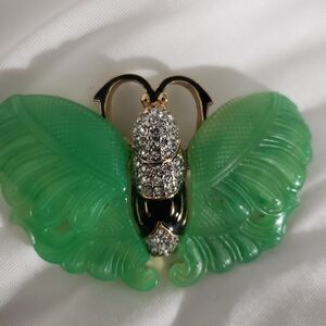 Green and Gold Butterfly Brooch